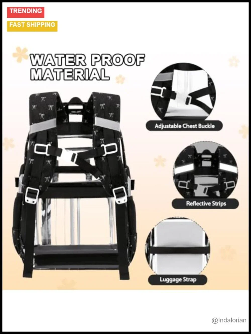 Clear Backpack Set for Stadium with Lunch Bag & Pencil Case, Heavy Duty PVC